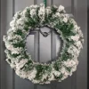 60cm Premier Green Snow And Glitter Flocked Christmas Door Wall Wreath