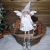60cm Sitting Christmas Angel With Dangly Legs In Silver