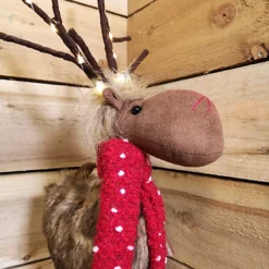 60cm Standing Reindeer Christmas Decoration With Metal Legs & LED Lit Antlers -Deals Christmas Decor Store 60cm standing reindeer christmas decoration with metal legs led lit antlers5056589100278 03c MP