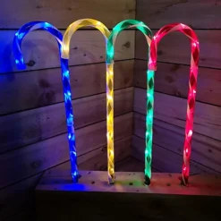62cm Multi Coloured Christmas Candy Cane Garden Patio Illuminated Path Lights