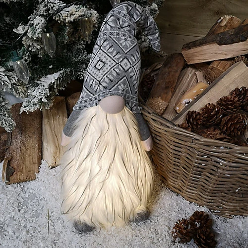 63cm Tall Christmas Light Up Gnome Gonk Nordic Decoration White Body Grey Hat Sitting 1 63cm Tall Christmas Light Up Gnome Gonk Nordic Decoration White Body Grey Hat Sitting