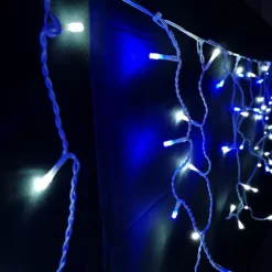 640 LED 16m Premier Christmas Outdoor 8 Function Icicle Lights In Blue & White