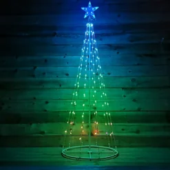 6ft (1.8m) Christmas Cone Tree With 140 Colour Changing LEDs And Remote Control -Deals Christmas Decor Store 6ft 1 8m christmas cone tree with 140 colour changing leds and remote control5056589107017 04c MP