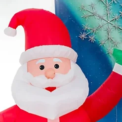 6ft Inflatable Hand Waving Santa Clause With North Pole Sign Board Pre Lit Mains Powered White LED Lights Christmas -Deals Christmas Decor Store 6ft inflatable hand waving santa clause with north pole sign board pre lit mains powered white led lights christmas5056141059716 04c MP