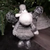70cm Grey Plush Christmas Moose Reindeer Decoration In Striped Jumper With Extendable Legs