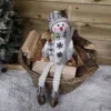 70cm Sitting Plush Christmas Snowman Holding Skis With Dangly Legs