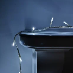 72 LED 5m Digital Multi Function Indoor Outdoor Christmas Lights On Clear Cable In Cool White