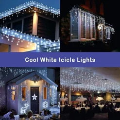 720 Cool White ICICLE LEDs Green Cable With 8 Effects Multifunction Auto Memory Indoor/Outdoor Christmas -Deals Christmas Decor Store 720 cool white icicle leds green cable with 8 effects multifunction auto memory indoor outdoor christmas5056141014470 03c MP