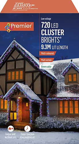 720 LED Christmas Cluster Lights Multi-coloured Multi Action Timer Lights 9.3M 2 720 LED Christmas Cluster Lights Multi-coloured Multi Action Timer Lights 9.3M - Image 2