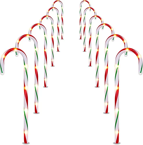 72CM Tall Christmas Candy Cane Stack Lights Red, White And Green Set Of 4 Mains Powered 1 72CM Tall Christmas Candy Cane Stack Lights Red, White And Green Set Of 4 Mains Powered