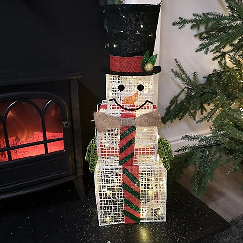 75cm Battery Operated Lit Snowman Christmas Decoration With Warm White LEDs 1 75cm Battery Operated Lit Snowman Christmas Decoration With Warm White LEDs