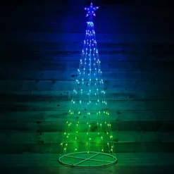 7ft (2.1m) Christmas Cone Tree With 166 Colour Changing LEDs And Remote Control -Deals Christmas Decor Store 7ft 2 1m christmas cone tree with 166 colour changing leds and remote control5056589183233 03c MP