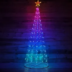 7ft (2.1m) Christmas Cone Tree With 166 Colour Changing LEDs And Remote Control -Deals Christmas Decor Store 7ft 2 1m christmas cone tree with 166 colour changing leds and remote control5056589183233 04c MP