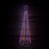 7ft (2.1m) Premier Christmas Outdoor Black Pin Wire LED Pyramid Maypole Tree In Rainbow
