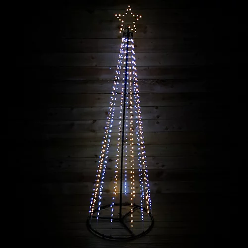 7ft (2.1m) Premier Christmas Outdoor Black Pin Wire LED Pyramid Maypole Tree In Warm & Cool White Mix 1 7ft (2.1m) Premier Christmas Outdoor Black Pin Wire LED Pyramid Maypole Tree In Warm & Cool White Mix