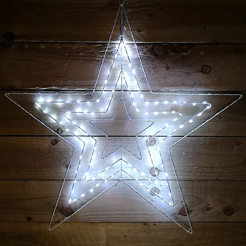 80cm Ice White 230 LED Star Silhouette Indoor/Outdoor Christmas Decoration With Chasing Lights 3 80cm Ice White 230 LED Star Silhouette Indoor/Outdoor Christmas Decoration With Chasing Lights - Image 3