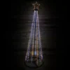 8ft (2.5m) Premier Christmas Outdoor Black Pin Wire LED Pyramid Maypole Tree In Warm & Cool White Mix