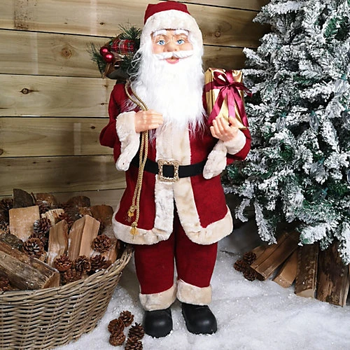 90cm Luxury Standing Red Suit Santa Indoor Father Christmas Decoration 1 90cm Luxury Standing Red Suit Santa Indoor Father Christmas Decoration