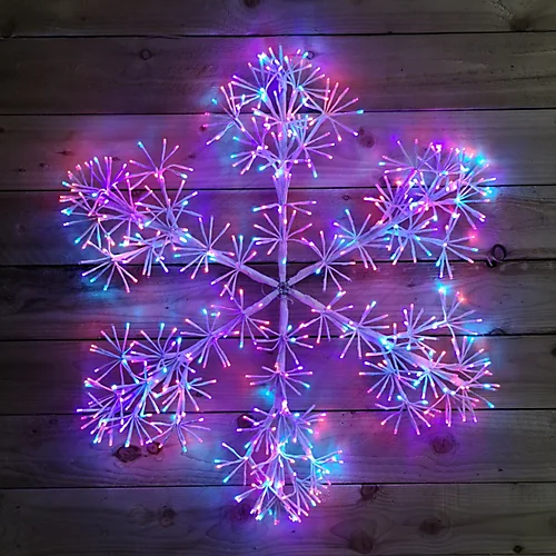 90cm Premier Indoor Outdoor Christmas Starburst Snowflake LED Light In Rainbow 3 90cm Premier Indoor Outdoor Christmas Starburst Snowflake LED Light In Rainbow - Image 3