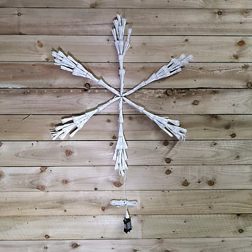 90cm Premier White Starburst Snowflake Christmas Decoration With Twinkling LEDs In Multicoloured 4 90cm Premier White Starburst Snowflake Christmas Decoration With Twinkling LEDs In Multicoloured - Image 4