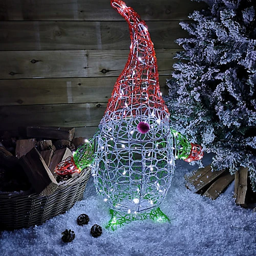 90cm White LED Indoor Outdoor Acrylic Christmas Gonk Decoration 2 90cm White LED Indoor Outdoor Acrylic Christmas Gonk Decoration - Image 2