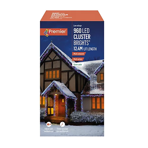 960 LED Christmas Cluster Lights Multi Coloured Multi Action Timer Lights 12.4M 2 960 LED Christmas Cluster Lights Multi Coloured Multi Action Timer Lights 12.4M - Image 2