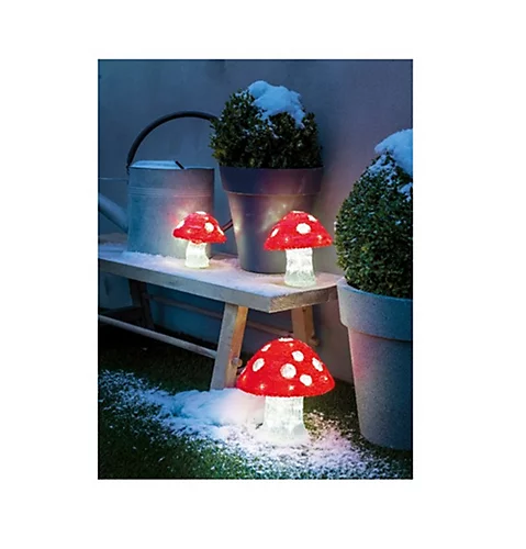 Acrylic Mushroom Lights Set Of 3 Cool White Christmas Lights 72 LED Garden Decor 2 Acrylic Mushroom Lights Set Of 3 Cool White Christmas Lights 72 LED Garden Decor - Image 2