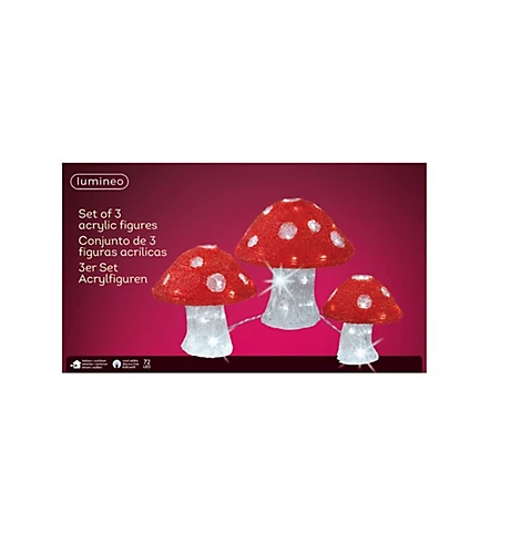 Acrylic Mushroom Lights Set Of 3 Cool White Christmas Lights 72 LED Garden Decor 3 Acrylic Mushroom Lights Set Of 3 Cool White Christmas Lights 72 LED Garden Decor - Image 3