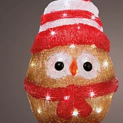 Acrylic Owl Christmas Light Bright White LED Lights Stripe Bobble Hat Scarf 32.5cm -Deals Christmas Decor Store acrylic owl christmas light bright white led lights stripe bobble hat scarf 32 5cm5060950105380 03c MP