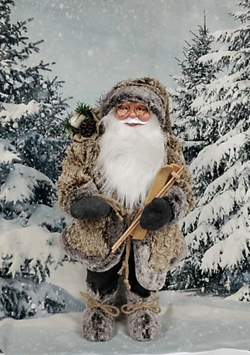 Alpine Santa Traditional Standing Father Christmas With Glasses Figurine 60cm 1 Alpine Santa Traditional Standing Father Christmas With Glasses Figurine 60cm
