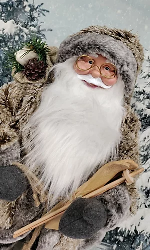 Alpine Santa Traditional Standing Father Christmas With Glasses Figurine 60cm 3 Alpine Santa Traditional Standing Father Christmas With Glasses Figurine 60cm - Image 3