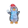 Battery Operated Acrylic Christmas Penguin Light Bright White LED Light Snowball Fight Blue Scarf