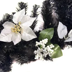 Best Artificial 12ft Black & Silver Decorated Christmas Garland With 100 Bright White Battery Lights -Deals Christmas Decor Store best artificial 12ft black silver decorated christmas garland with 100 bright white battery lights5060637303573 02c MP