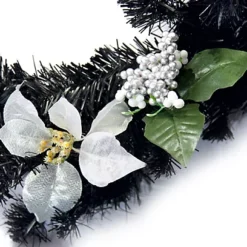 Best Artificial 12ft Black & Silver Decorated Christmas Garland With 100 Bright White Battery Lights -Deals Christmas Decor Store best artificial 12ft black silver decorated christmas garland with 100 bright white battery lights5060637303573 03c MP