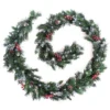 Best Artificial 12ft Deluxe Frosted Christmas Garland With Pine Cones & Winter Red Berries With 100 Bright White Battery Lights