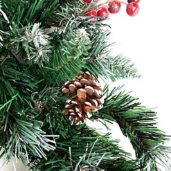 Best Artificial 12ft Deluxe Frosted Christmas Garland With Pine Cones & Winter Red Berries With 100 Bright White Battery Lights -Deals Christmas Decor Store best artificial 12ft deluxe frosted christmas garland with pine cones winter red berries with 100 bright white battery lights5060637303740 02c MP
