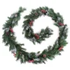 Best Artificial 12ft Deluxe Frosted Christmas Garland With Pine Cones & Winter Red Berries