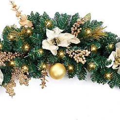 Best Artificial 3ft Cream/Gold Decorated Christmas Swag Arch With 20 Warm White Battery Lights