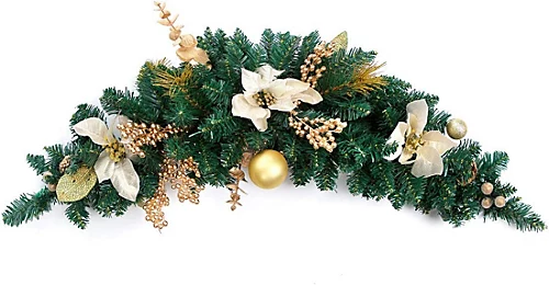 Best Artificial 3ft Cream/Gold Decorated Christmas Swag Arch With 20 Warm White Battery Lights 2 Best Artificial 3ft Cream/Gold Decorated Christmas Swag Arch With 20 Warm White Battery Lights - Image 2