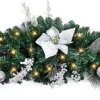 Best Artificial 3ft White/Silver Decorated Christmas Swag Arch With 20 Warm White Battery Lights