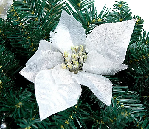 Best Artificial 3ft White/Silver Decorated Christmas Swag Arch 2 Best Artificial 3ft White/Silver Decorated Christmas Swag Arch - Image 2