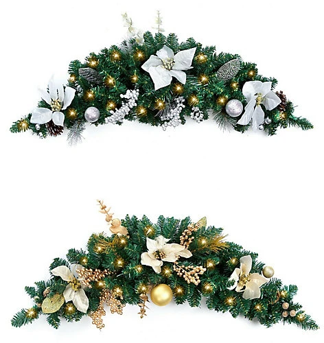 Best Artificial 3ft White/Silver Decorated Christmas Swag Arch 3 Best Artificial 3ft White/Silver Decorated Christmas Swag Arch - Image 3