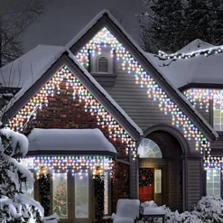 Best Artificial 5m Multi-Coloured Outdoor Connectable Icicle Mains Powered Christmas LED Lights Waterproof