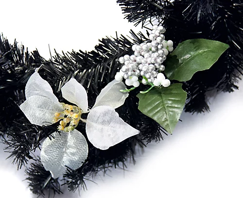 Best Artificial 6ft Black & Silver Decorated Christmas Garland With 50 Bright White Battery Lights 3 Best Artificial 6ft Black & Silver Decorated Christmas Garland With 50 Bright White Battery Lights - Image 3