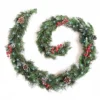 Best Artificial 6ft Deluxe Frosted Christmas Garland With Pine Cones & Winter Red Berries With 50 Bright White Battery Lights