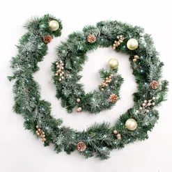 Best Artificial 6ft Frosted Gold Christmas Garland With 50 Bright White Battery Lights -Deals Christmas Decor Store best artificial 6ft frosted gold christmas garland with 50 bright white battery lights5060256549550 04c MP