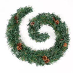 Best Artificial 6ft Frosted Luxury Christmas Garland With Pine Cones With 50 Bright White Battery Lights