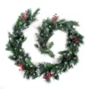 Best Artificial 9ft Deluxe Frosted Christmas Garland With Pine Cones, Winter Red Berries & 80 Bright White Battery Lights
