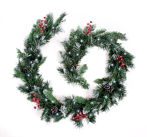 Best Artificial 9ft Deluxe Frosted Christmas Garland With Pine Cones, Winter Red Berries & 80 Bright White Battery Lights 1 Best Artificial 9ft Deluxe Frosted Christmas Garland With Pine Cones, Winter Red Berries & 80 Bright White Battery Lights