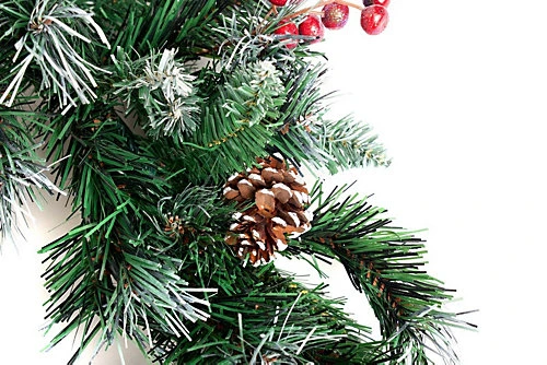 Best Artificial 9ft Deluxe Frosted Christmas Garland With Pine Cones, Winter Red Berries & 80 Bright White Battery Lights 2 Best Artificial 9ft Deluxe Frosted Christmas Garland With Pine Cones, Winter Red Berries & 80 Bright White Battery Lights - Image 2